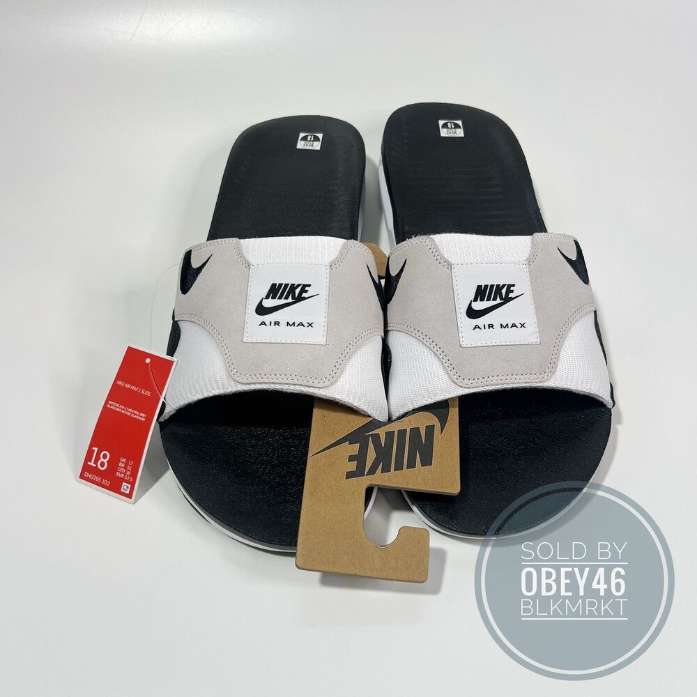 Nike Air Max 1 Slide Slippers Sandals Black/Gray/White Men's Size 18